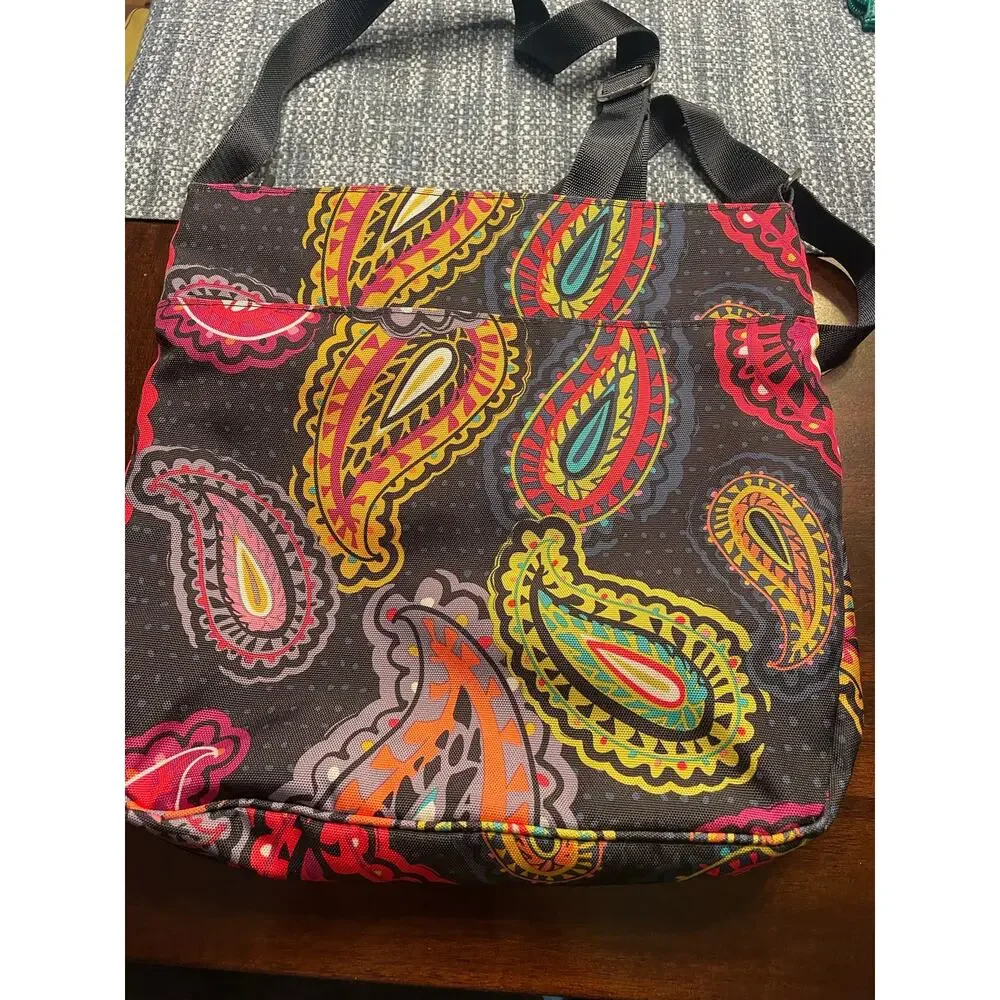 Vera Bradley Twilight Paisley Crossbody triple zipper lighten up 12x12 - Picture 3 of 4